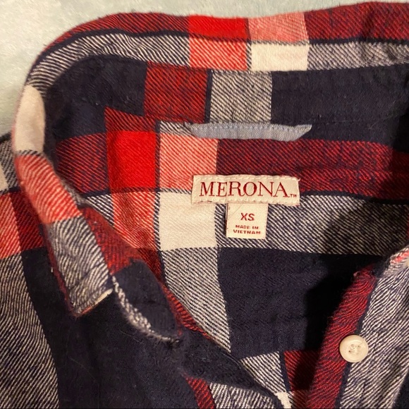 Red white and blue plaid flannel - Picture 2 of 2